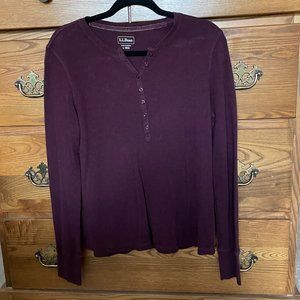 L.L. Bean Women's Waffle Knit Tee Henley